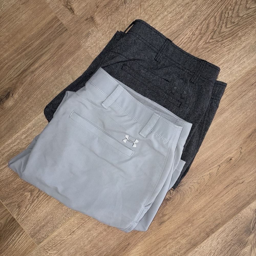 Lot Of 2 Under Armour Golf Pants 40x32 Dark And Light Gray